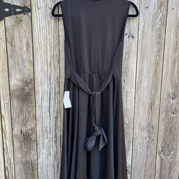 LOVE X DESIGN Prescott Black Sleeveless Fit Flare Belted Wrap Dress Small NWT - Picture 7 of 9